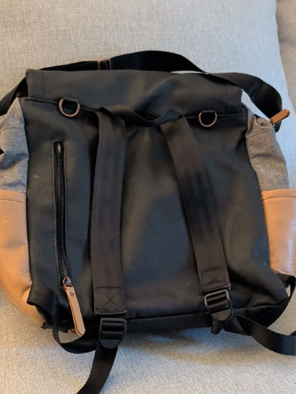 Petunia Pickle Bottom Black, Gray & Tan Messenger Backpack
